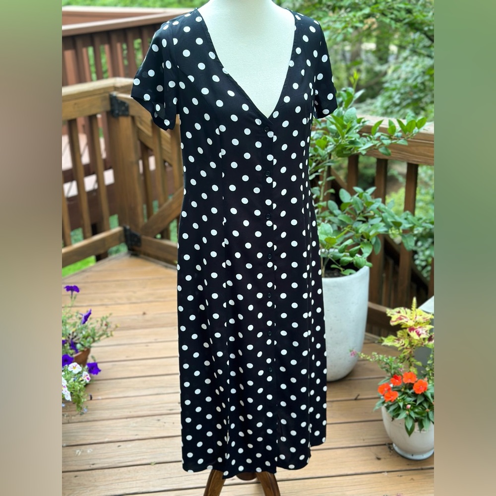 NWT H&M Divided Black Polka Dot Dress Size 12